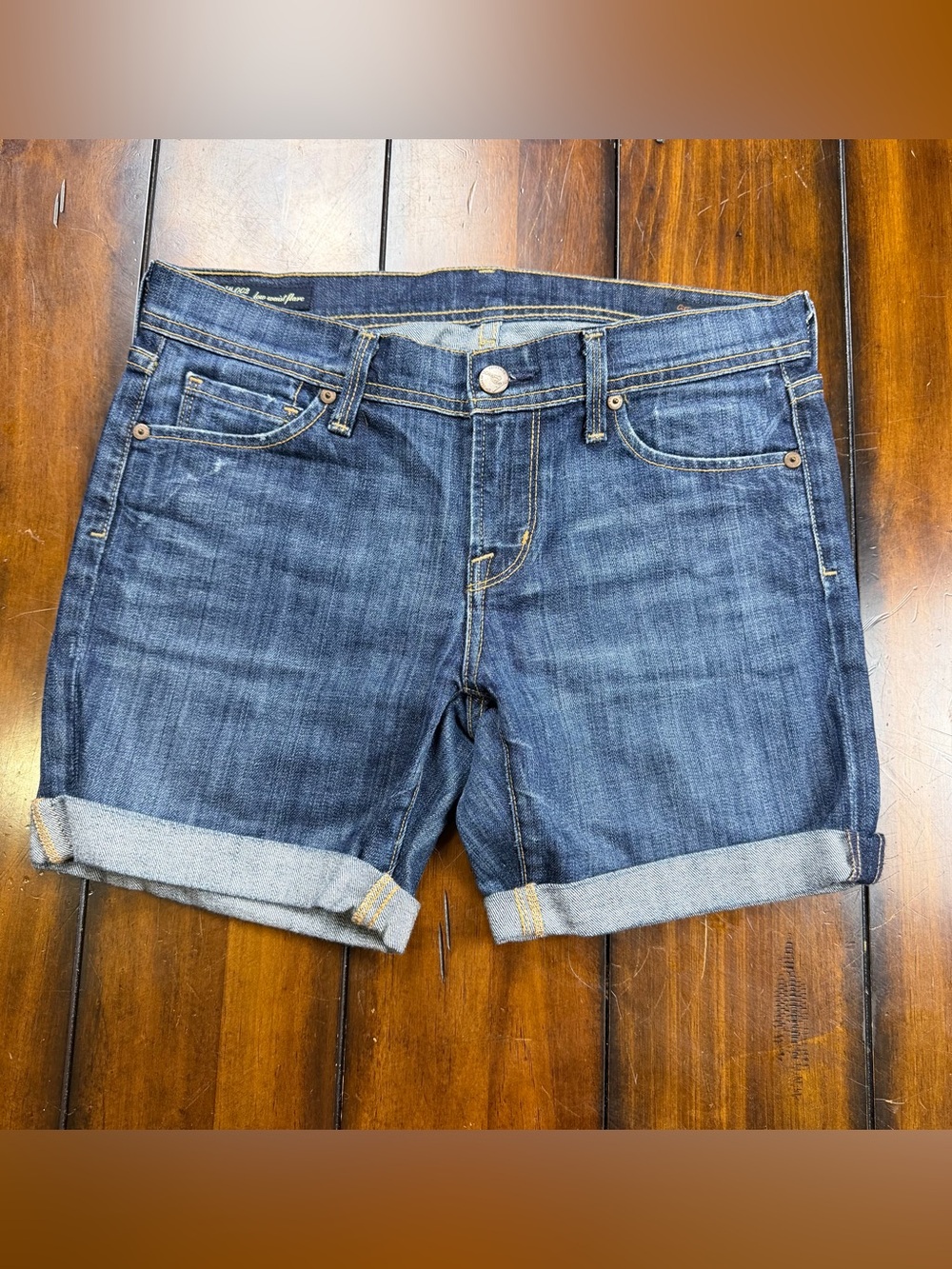 Citizens Of Humanity Dark Blue Rolled Cuff Denim Shorts